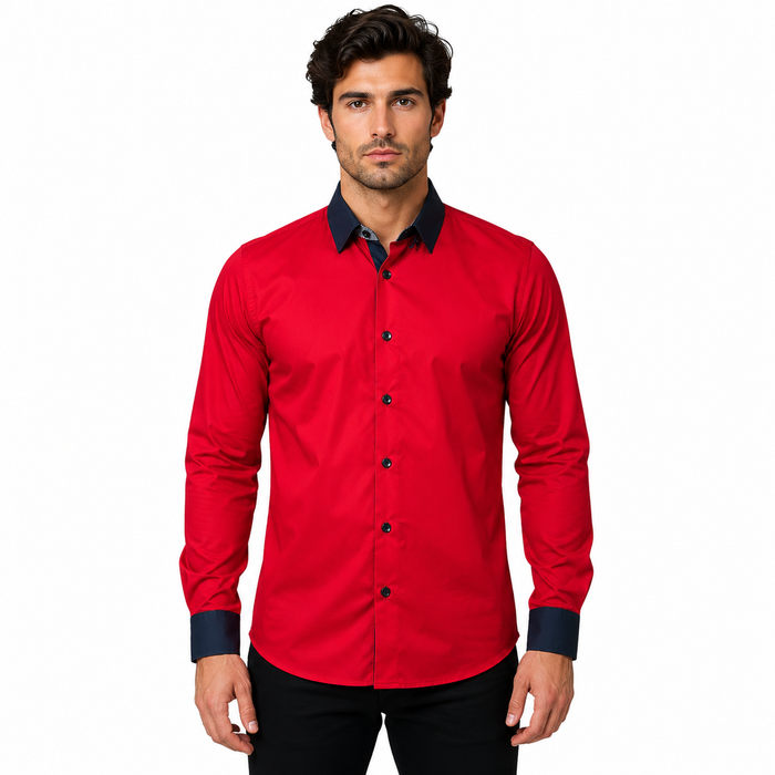 Camisa Slim ESTRECH Color Rojo Para Caballero ZAREVICH COLLECTION