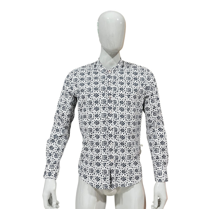 Camisa Slim Fit Flores Manga Larga Para Caballero Varanasi
