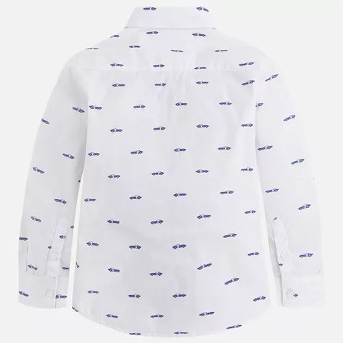 Camisa Slim Fit Manga Larga Estampado Carros Mayoral