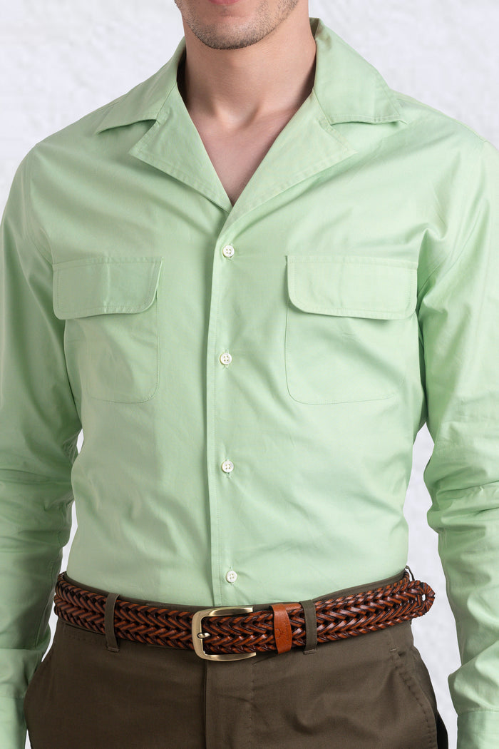 Camp Collar Shirt in Pista Green Plain