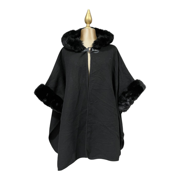 Capa Negro Con Gorro Para Dama MUSSI