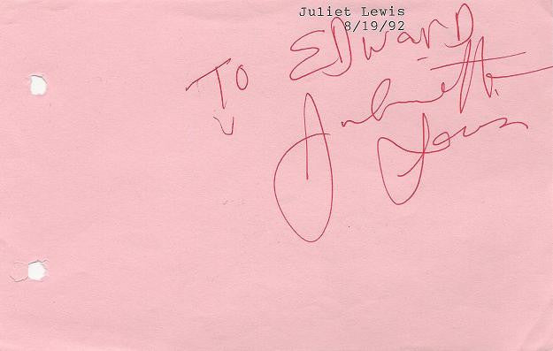 Cat. #0016422221:  JULIETTE LEWIS