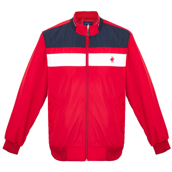 Chamarra Bomber Roja Franjas Rock Hampton Polo Team