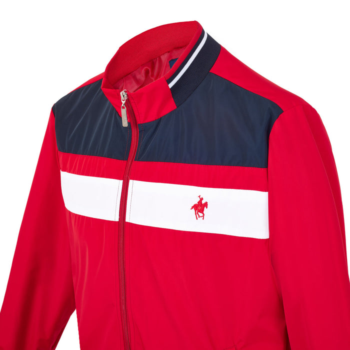 Chamarra Bomber Roja Franjas Rock Hampton Polo Team