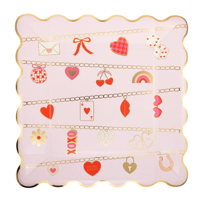 CHARMED Valentines Scalloped Square Plates 9" - bubblegum market