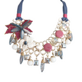 Collar Piedra Natural "Flor gris azulado"