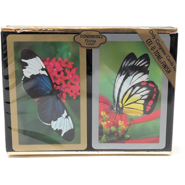 Congress 1026119 Playing Cards Butterfly Cel-U-Tone Finish 2 Piece Of 2, Multi-Colored
