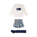 Conjunto De Camiseta "Chic", Short Y Leotardo Niña Losan