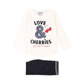 Conjunto De Playera De Color Natural "Love Cherrries" Y Legging Niña Losan