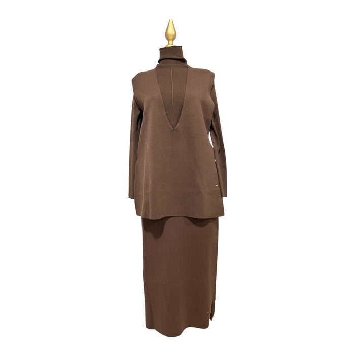 Conjunto De Suéter/Chaleco/Falda Café Para Dama MUSSI