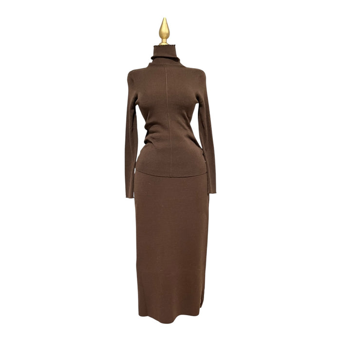 Conjunto De Suéter/Chaleco/Falda Café Para Dama MUSSI