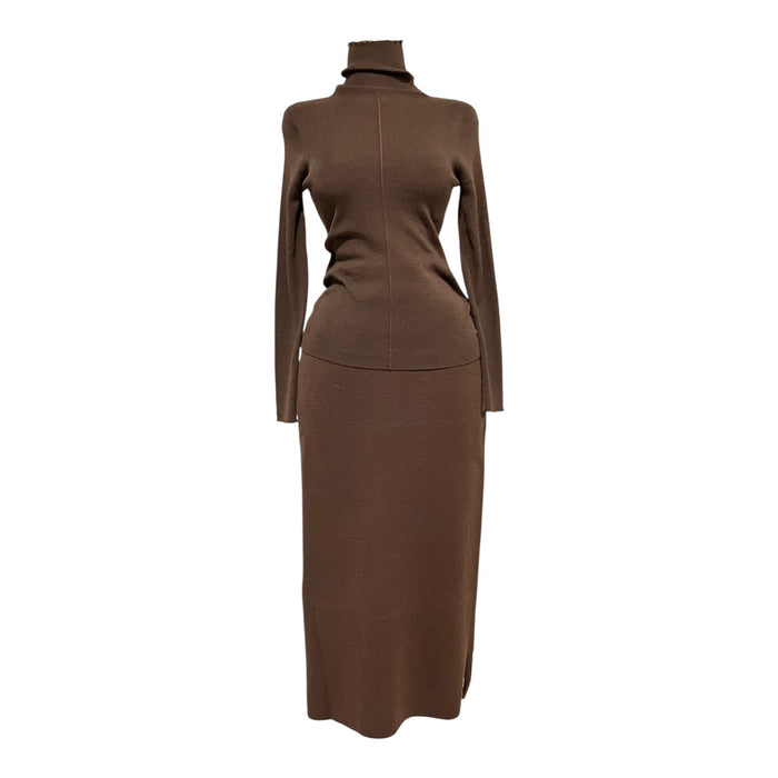 Conjunto De Suéter/Chaleco/Falda Café Para Dama MUSSI