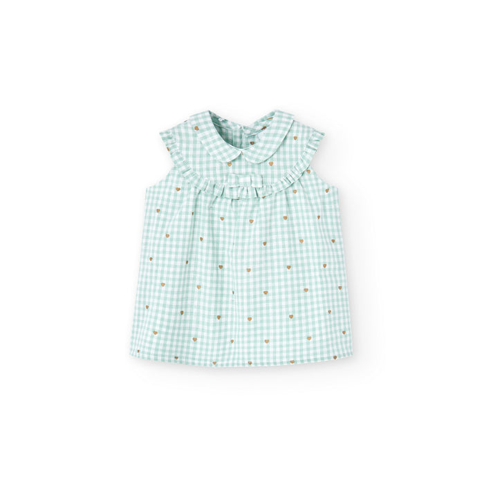 Conjunto de Vestido De Lino Con Cuadros Vichy y  Braguita Para Bebé Niña BOBOLI