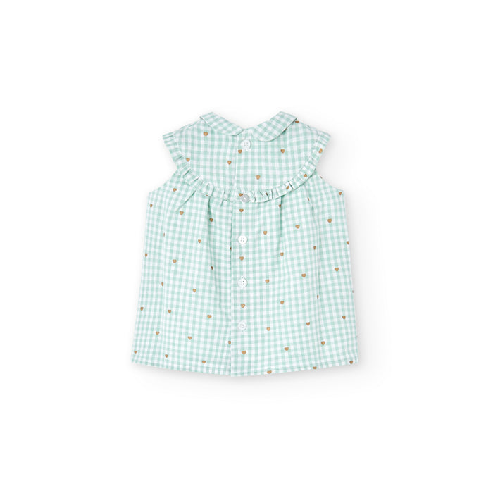 Conjunto de Vestido De Lino Con Cuadros Vichy y  Braguita Para Bebé Niña BOBOLI