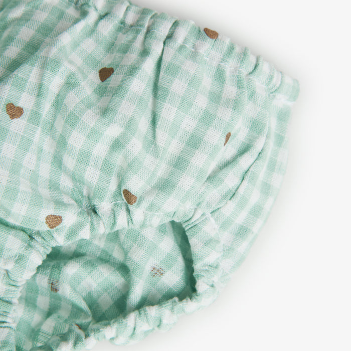 Conjunto de Vestido De Lino Con Cuadros Vichy y  Braguita Para Bebé Niña BOBOLI