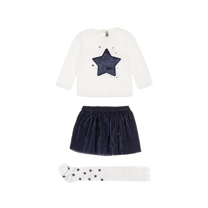 Conjunto Piezas De Camiseta, Falda Plisada Y Leotardo Bebé Niña Losan