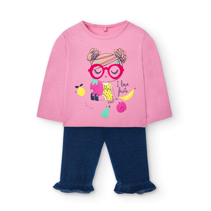 Conjunto Punto Combinado Para Bebé Niña En Color Rosa BOBOLI