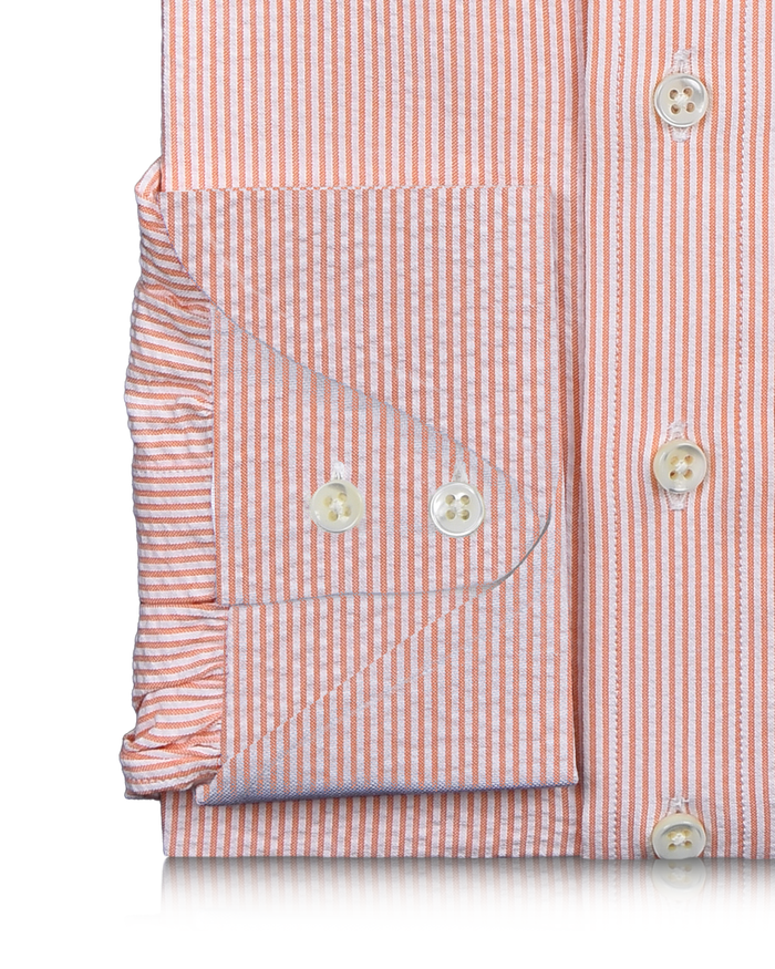 Coral Orange Stripes Seersucker