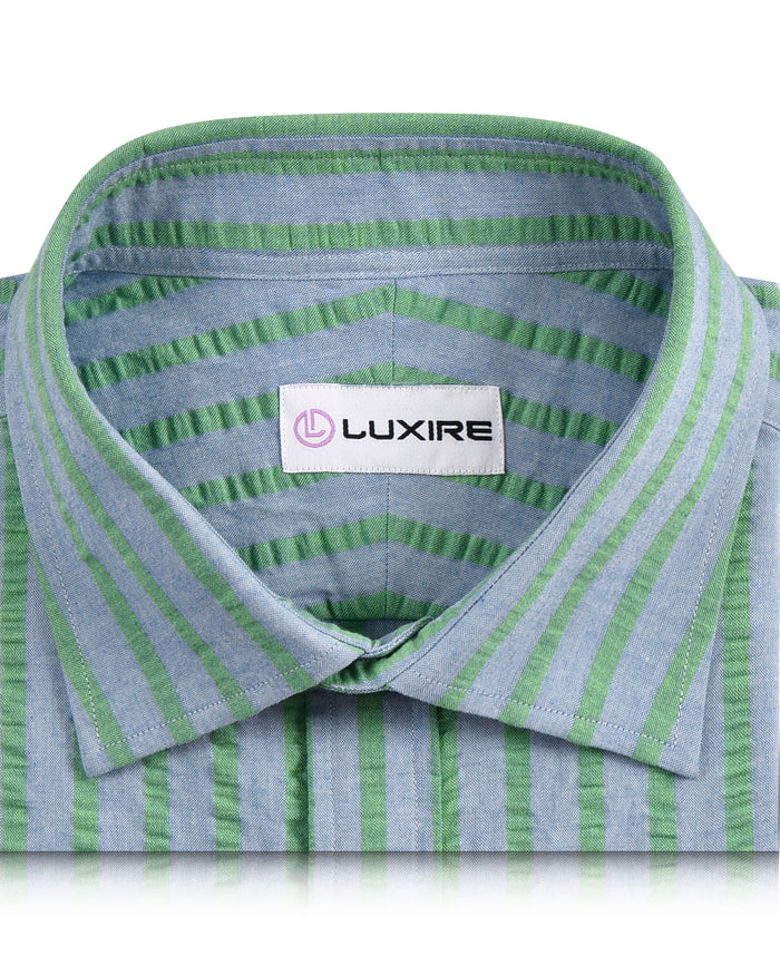 Cotton Blue Green Seersucker