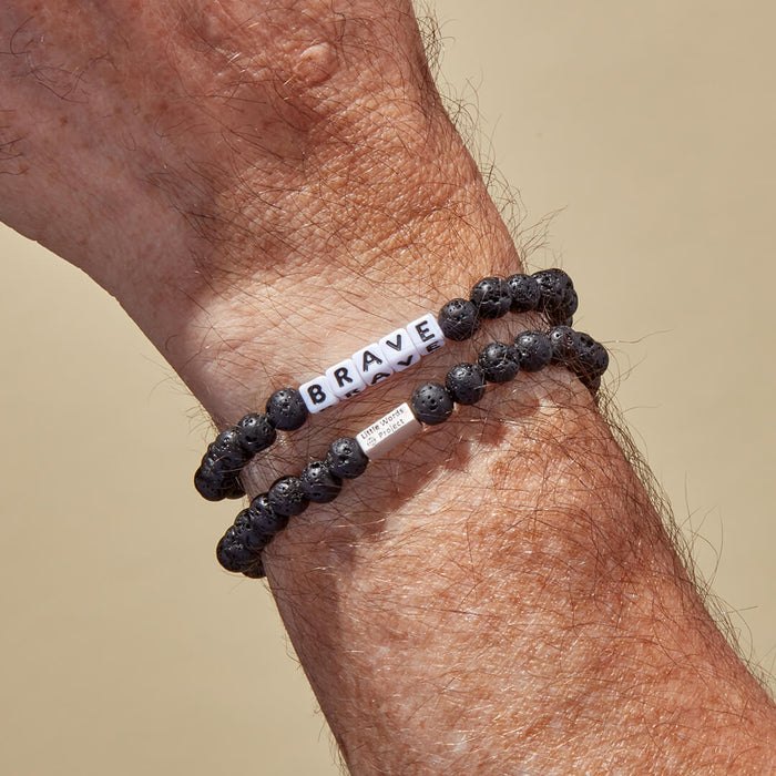 "Brave" Custom Lava Stone Men's Bracelet
