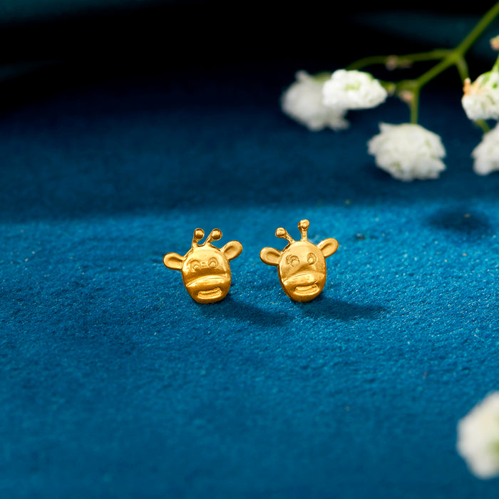 Cute Ziraf Yellow Gold Kids Earring