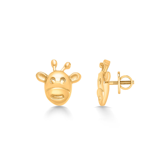 Cute Ziraf Yellow Gold Kids Earring