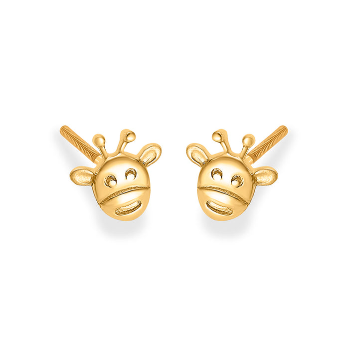 Cute Ziraf Yellow Gold Kids Earring