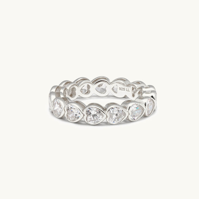 CZ Heart Eternity Band Ring (Silver)