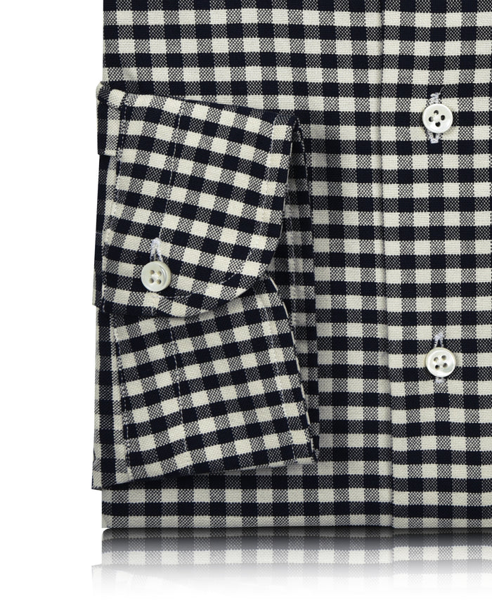 Dark Navy Ecru Gingham Shirt