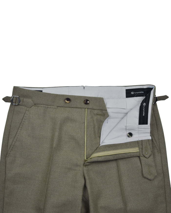 Dugdale Olive Wool Flannel Dress Pant