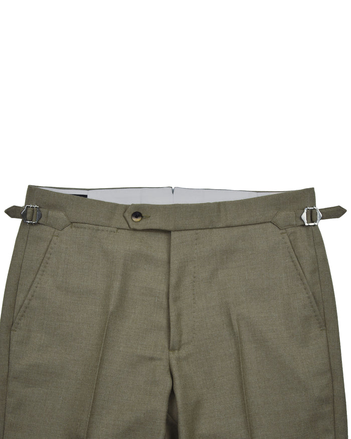 Dugdale Olive Wool Flannel Dress Pant