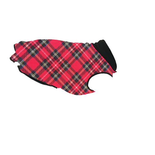 DULUTH DOUBLE FLEECE DOG SWEATER RED TARTAN/BLACK, Sweaters - Bones Bizzness