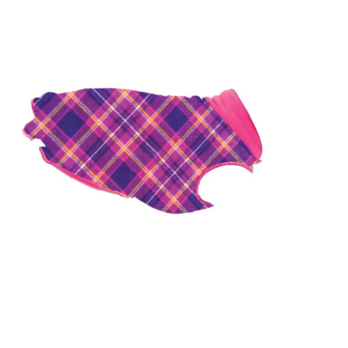 DULUTH DOUBLE FLEECE DOG SWEATER MULBERRY PLAID/FUSCHIA, Sweaters - Bones Bizzness