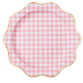Elegant Petal Pink Gingham Dinner Plates 11" - bubblegum market