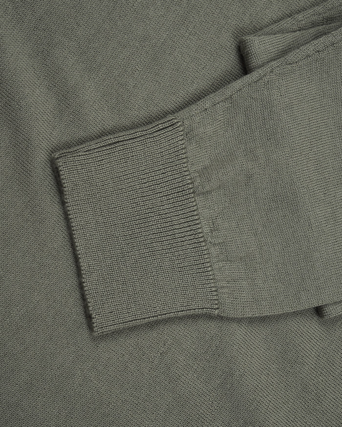 EZS Merino Wool Pale Olive  Long Sleeve Polo