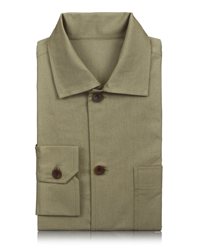 Fresco Cotton Pale Olive Shirt Jacket