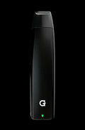 Front view of the G-Pen Elite II Herb Vaporizer, a sleek, black handheld device with a minimalist design.