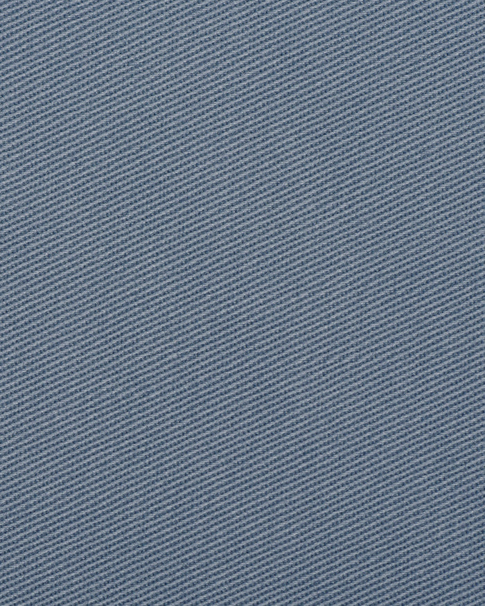 Closeup view of custom Genoa Chino pants for men by Luxire in blueish grey