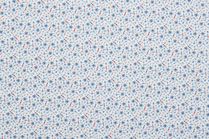 Getzner Navy & Red Print on White Shirt