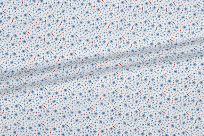 Getzner Navy & Red Print on White Shirt
