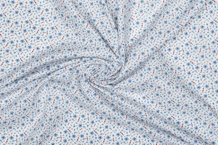 Getzner Navy & Red Print on White Shirt