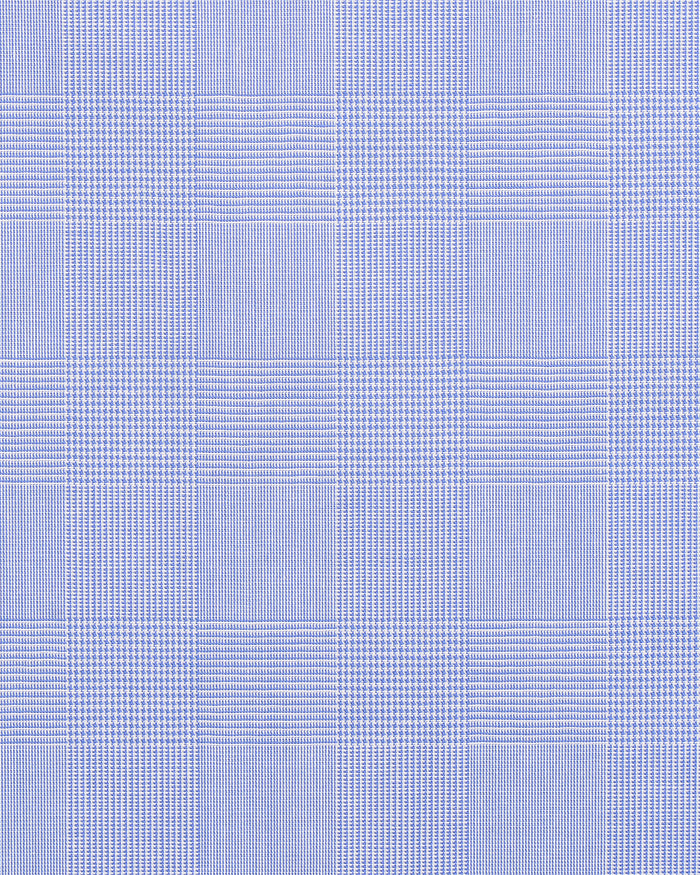 Glen Plaid Blue on White Shirt