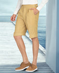 Goldish Yellow Linen Shorts