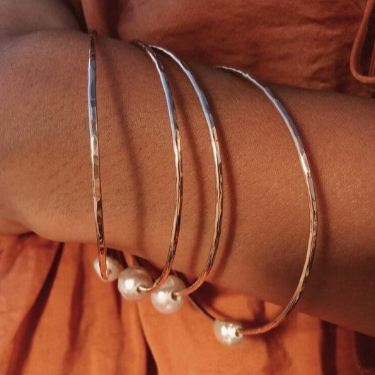 Hammered Pearl Bangle
