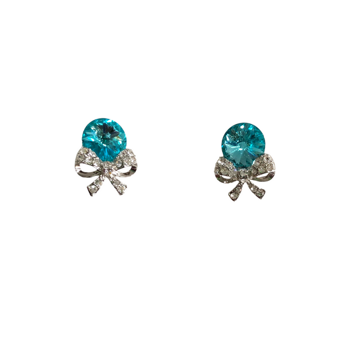 Juego de Collar Y Aretes Azul/ Menta Flores