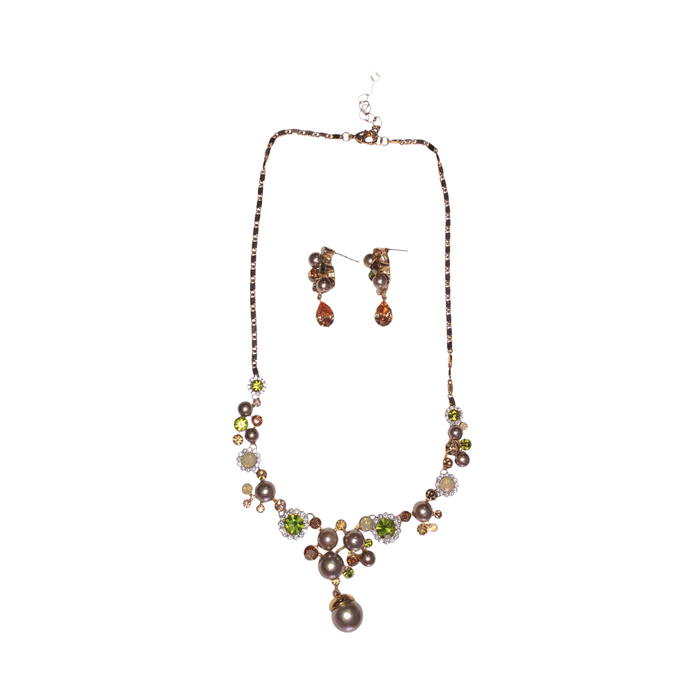 Juego De Collar Y Aretes Cristal Checo