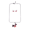 Juego De Cristal Checo Collar Y Aretes Mariposa Color Rojo