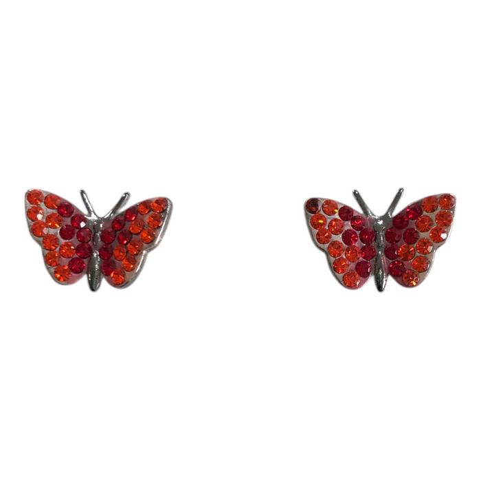 Juego De Cristal Checo Collar Y Aretes Mariposa Color Rojo