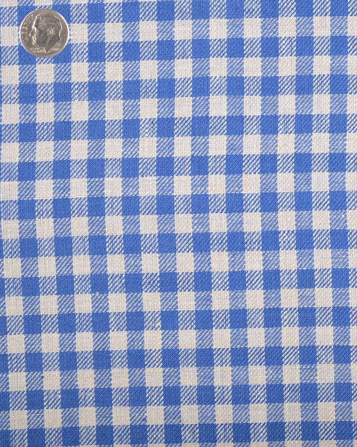 Linen:Cream Blue Gingham Checks