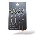LOB set 9 aretes color plata